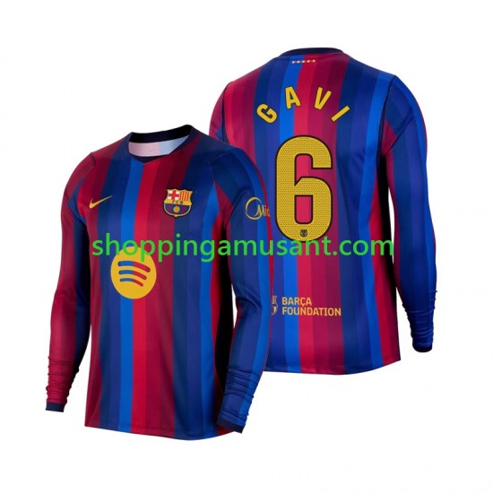 Maillot de Foot FC Barcelone Gavi 6 Homme Domicile 2026-2027 Manche Longue