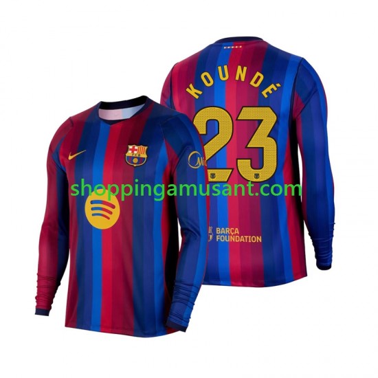 Maillot de Foot FC Barcelone Jules Kounde 23 Homme Domicile 2026-2027 Manche Longue