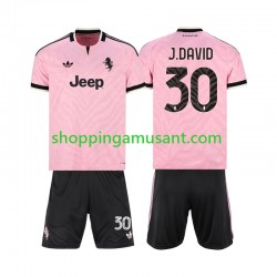 Maillot de Foot Juventus Jonathan David 30 Enfant Extérieur 2026-2027 Manche Courte