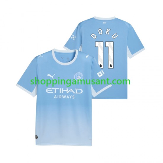 Maillot de Foot Manchester City Jeremy Doku 11 Homme Domicile 2026-2027 Manche Courte