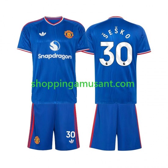 Maillot de Foot Manchester United Benjamin Sesko 30 Enfant Extérieur 2026-2027 Manche Courte