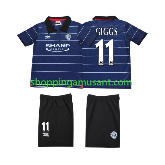 Maillot de Foot Manchester United GIGGS 11 2000 Rétro Enfant Extérieur 1999 Manche Courte
