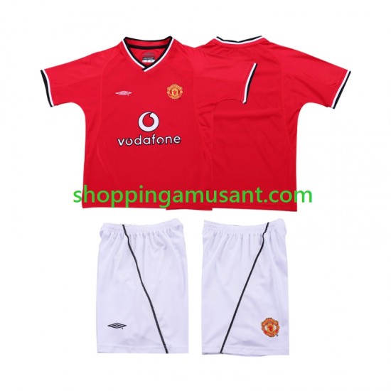 Maillot de Foot Manchester United 2000 Rétro Enfant Domicile 2002 Manche Courte