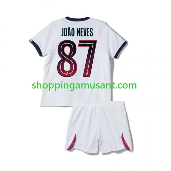Maillot de Foot Paris Saint-Germain Joao Neves 87 Enfant Extérieur 2026-2027 Manche Courte