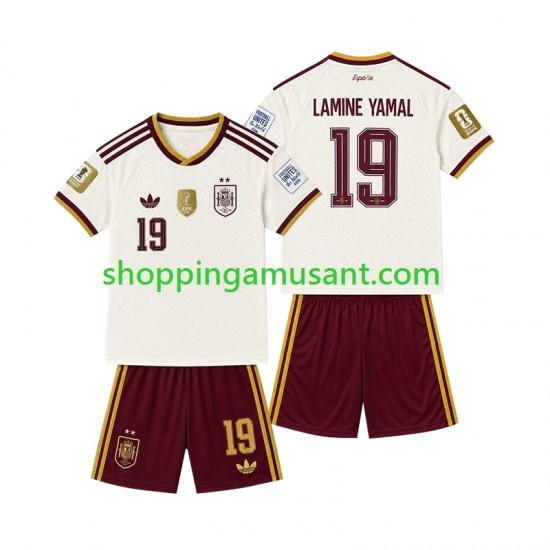 Maillot de Foot Espagne 2-star Lamine Yamal 19 Enfant Extérieur 2026-2027 Manche Courte