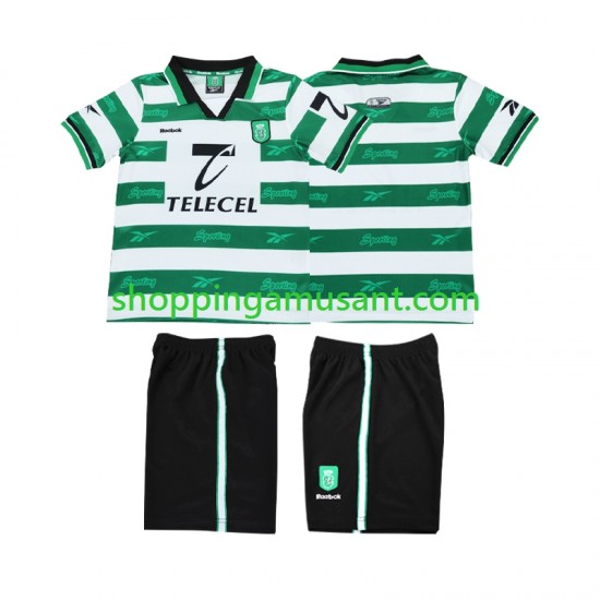Maillot de Foot Sporting CP 2000 Rétro Enfant Domicile 1999 Manche Courte