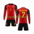 Maillot de Foot Belgique De Bruyne 7 Enfant Domicile Coupe du Monde 2022 Manche Longue