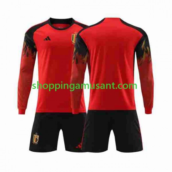 Maillot de Foot Belgique Enfant Domicile Coupe du Monde 2022 Manche Longue