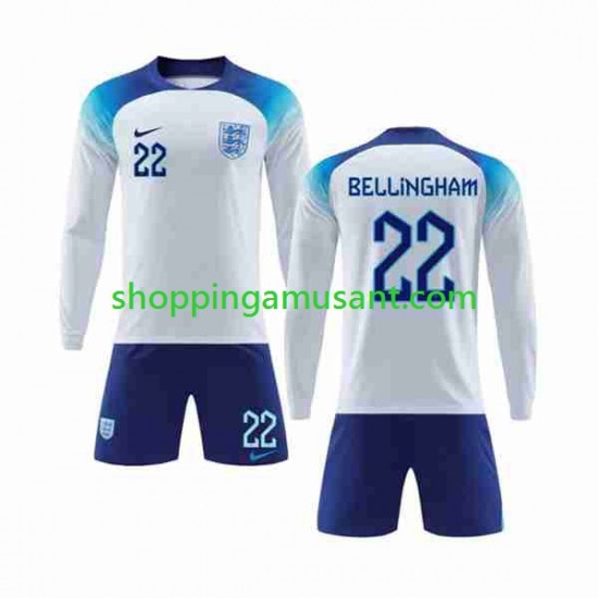 Maillot de Foot Angleterre Bellingham 22 Enfant Domicile Coupe du Monde 2022 Manche Longue