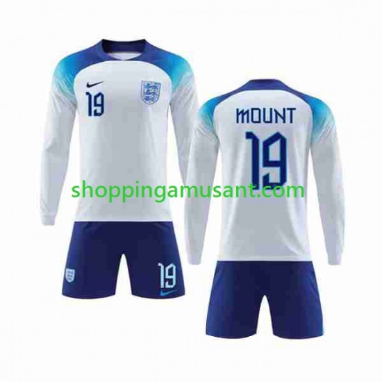Maillot de Foot Angleterre Mount 19 Enfant Domicile Coupe du Monde 2022 Manche Longue