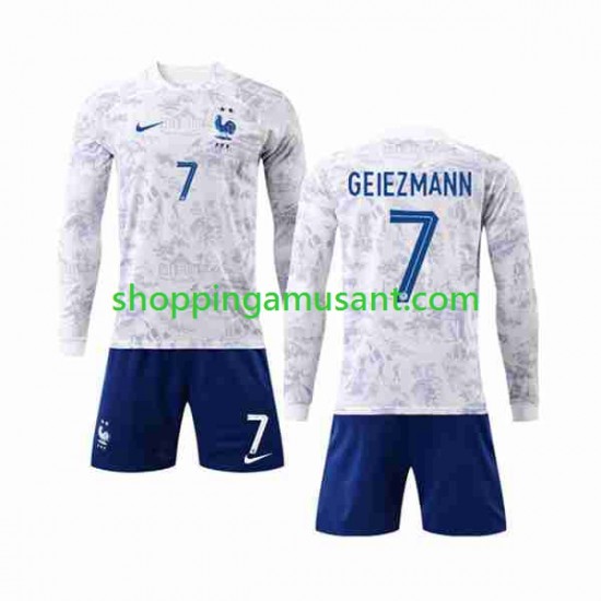 Maillot de Foot France Griezmann 7 Enfant Extérieur Coupe du Monde 2022 Manche Longue