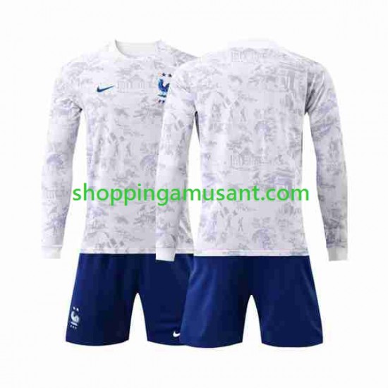 Maillot de Foot France Enfant Extérieur Coupe du Monde 2022 Manche Longue