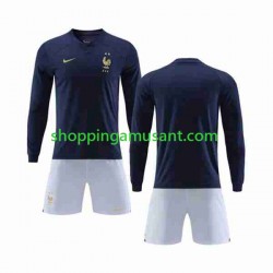 Maillot de Foot France Enfant Domicile Coupe du Monde 2022 Manche Longue