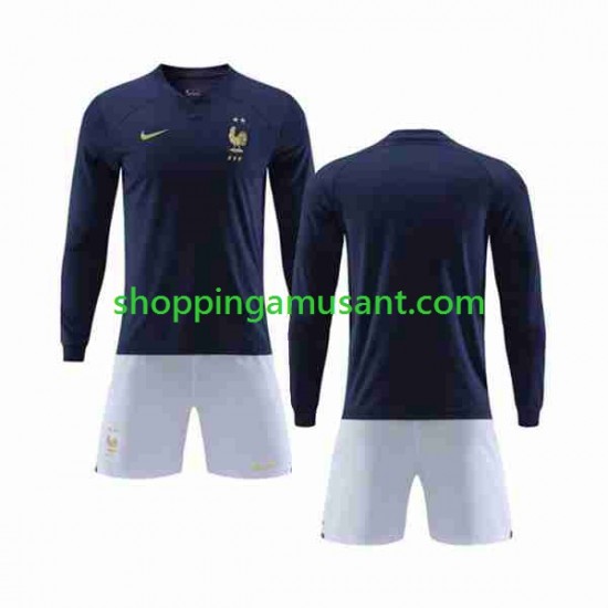 Maillot de Foot France Enfant Domicile Coupe du Monde 2022 Manche Longue