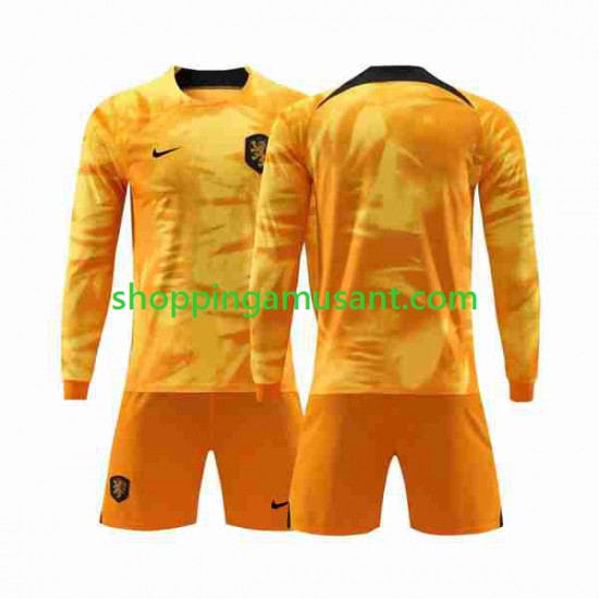 Maillot de Foot Pays-Bas Enfant Domicile Coupe du Monde 2022 Manche Longue