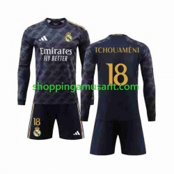 Maillot de Foot Real Madrid Aurelien Tchouameni 18 Enfant Extérieur 2023-2024 Manche Longue