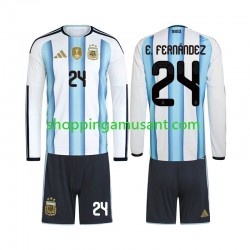 Maillot de Foot Argentine Enzo Fernandez 24 Enfant Domicile Coupe du Monde 2026 Manche Longue