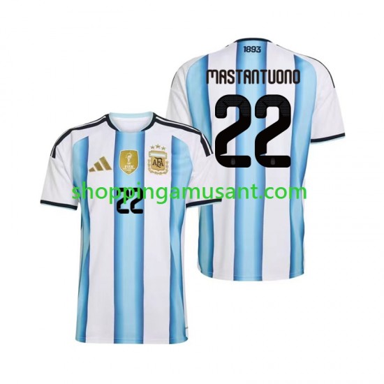 Maillot de Foot Argentine Franco Mastantuono 22 Homme Domicile Coupe du Monde 2026 Manche Courte