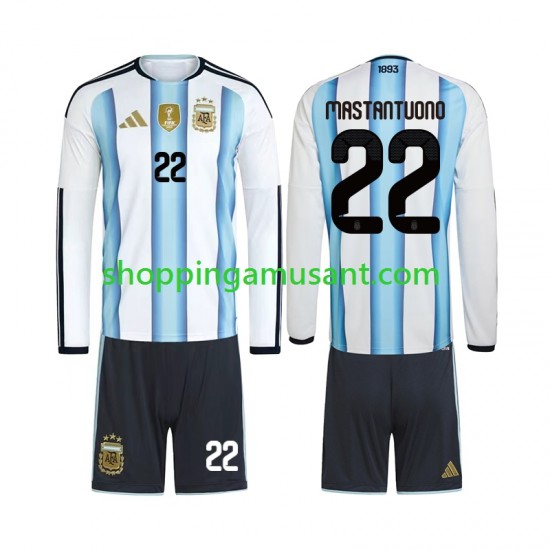 Maillot de Foot Argentine Franco Mastantuono 22 Enfant Domicile Coupe du Monde 2026 Manche Longue