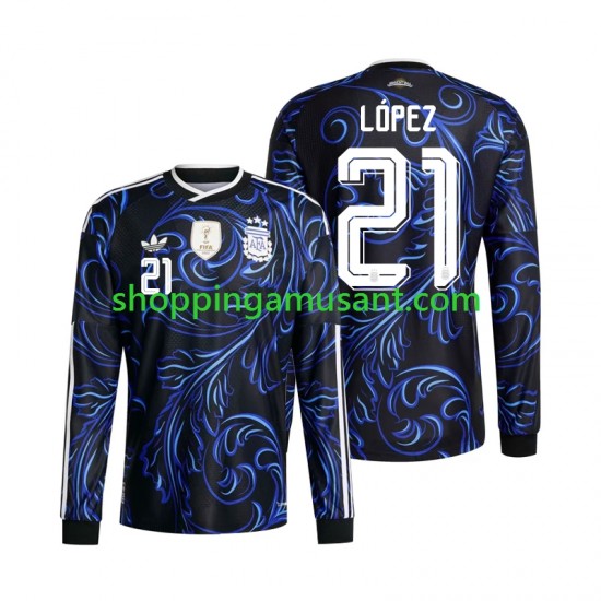 Maillot de Foot Argentine Jose Manuel Lopez 21 Homme Extérieur Coupe du Monde 2026 Manche Longue