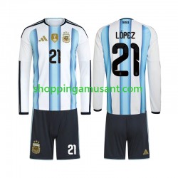 Maillot de Foot Argentine Jose Manuel Lopez 21 Enfant Domicile Coupe du Monde 2026 Manche Longue