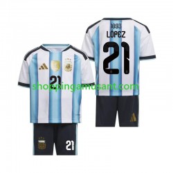 Maillot de Foot Argentine Jose Manuel Lopez 21 Enfant Domicile Coupe du Monde 2026 Manche Courte