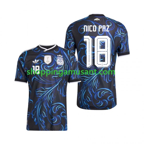 Maillot de Foot Argentine Nico Paz 18 Homme Extérieur Coupe du Monde 2026 Manche Courte