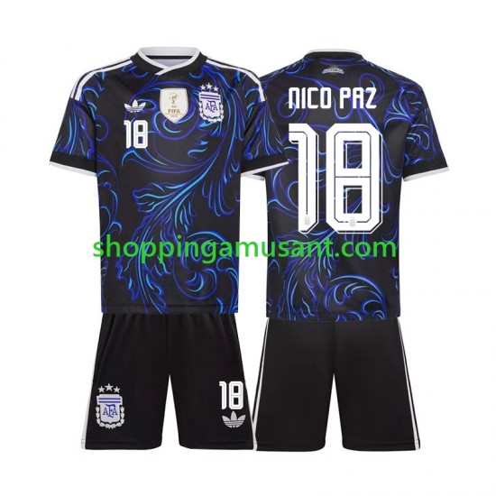 Maillot de Foot Argentine Nico Paz 18 Enfant Extérieur Coupe du Monde 2026 Manche Courte
