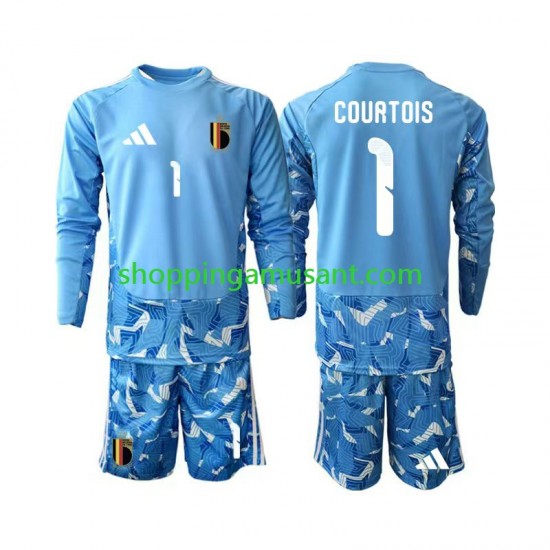 Maillot de Foot Belgique Thibaut Courtois 1 Gardien Enfant Domicile Coupe du Monde 2026 Manche Longue