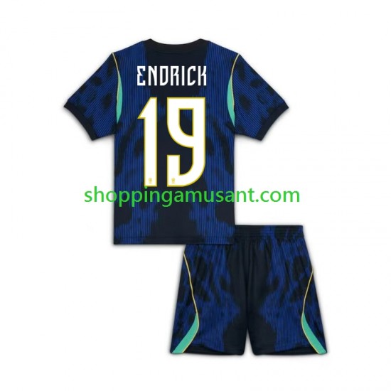 Maillot de Foot Brésil Endrick 19 Enfant Extérieur Coupe du Monde 2026 Manche Courte