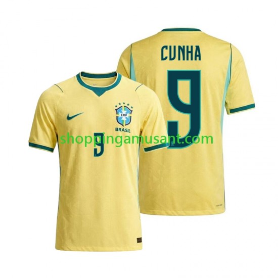 Maillot de Foot Brésil Matheus Cunha 9 Homme Domicile Coupe du Monde 2026 Manche Courte
