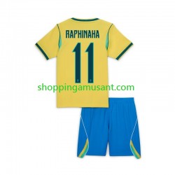 Maillot de Foot Brésil Raphinha 11 Enfant Domicile Coupe du Monde 2026 Manche Courte