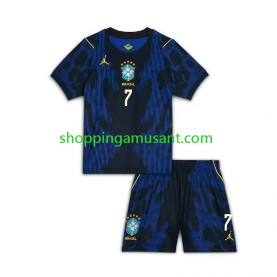Maillot de Foot Brésil Vinicius Junior 7 Enfant Extérieur Coupe du Monde 2026 Manche Courte