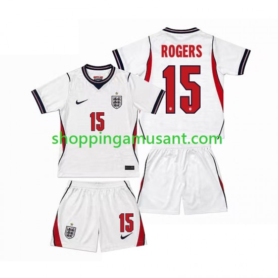 Maillot de Foot Angleterre Morgan Rogers 15 Enfant Domicile Coupe du Monde 2026 Manche Courte