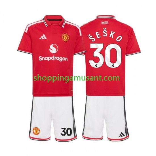 Maillot de Foot Manchester United Benjamin Sesko 30 Enfant Domicile 2026-2027 Manche Courte