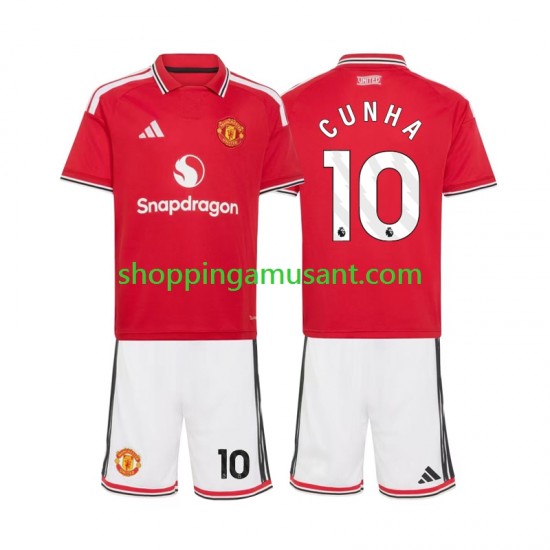 Maillot de Foot Manchester United Matheus Cunha 10 Enfant Domicile 2026-2027 Manche Courte