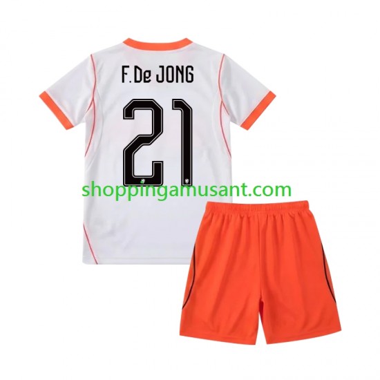 Maillot de Foot Pays-Bas Frenkie de Jong 21 Enfant Extérieur Coupe du Monde 2026 Manche Courte