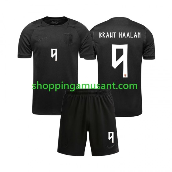 Maillot de Foot Norvège Braut Haaland 9 Enfant Extérieur Coupe du Monde 2026 Manche Courte