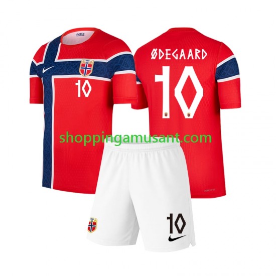Maillot de Foot Norvège Martin Odegaard 10 Enfant Domicile Coupe du Monde 2026 Manche Courte