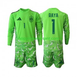 Maillot de Foot Espagne David Raya 1 6th Green color Gardien Enfant Coupe du Monde 2026 Manche Longue