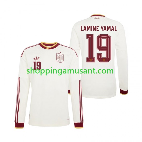 Maillot de Foot Espagne Lamine Yamal 19 Homme Extérieur Coupe du Monde 2026 Manche Longue