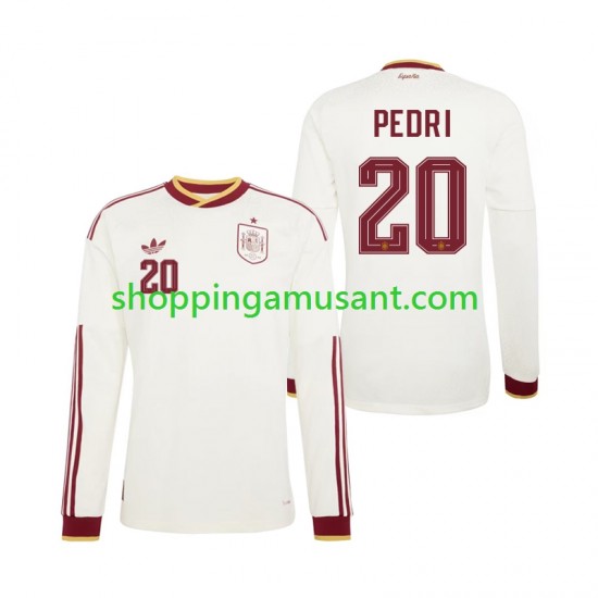 Maillot de Foot Espagne Pedri 20 Homme Extérieur Coupe du Monde 2026 Manche Longue