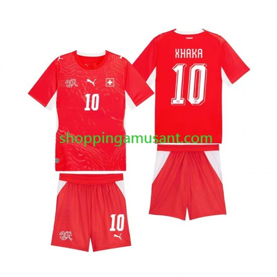 Maillot de Foot Suisse Granit Xhaka 10 Enfant Domicile Coupe du Monde 2026 Manche Courte