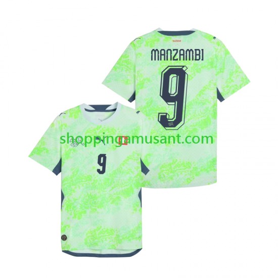Maillot de Foot Suisse Johan Manzambi 9 Homme Extérieur Coupe du Monde 2026 Manche Courte