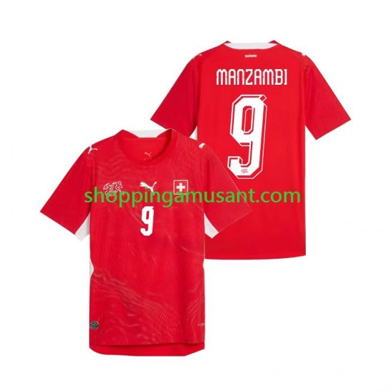 Maillot de Foot Suisse Johan Manzambi 9 Homme Domicile Coupe du Monde 2026 Manche Courte