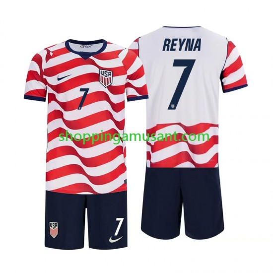 Maillot de Foot États-Unis Giovanni Reyna 7 Enfant Domicile Coupe du Monde 2026 Manche Courte