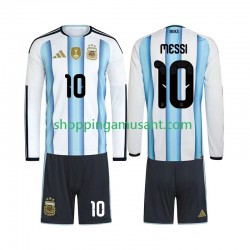 Maillot de Foot Argentine Lionel Messi 10 Enfant Domicile Coupe du Monde 2026 Manche Longue
