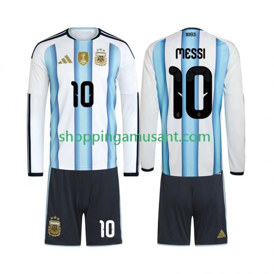 Maillot de Foot Argentine Lionel Messi 10 Enfant Domicile Coupe du Monde 2026 Manche Longue
