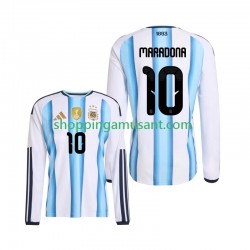 Maillot de Foot Argentine Maradona 10 Homme Domicile Coupe du Monde 2026 Manche Longue