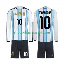 Maillot de Foot Argentine Maradona 10 Enfant Domicile Coupe du Monde 2026 Manche Longue